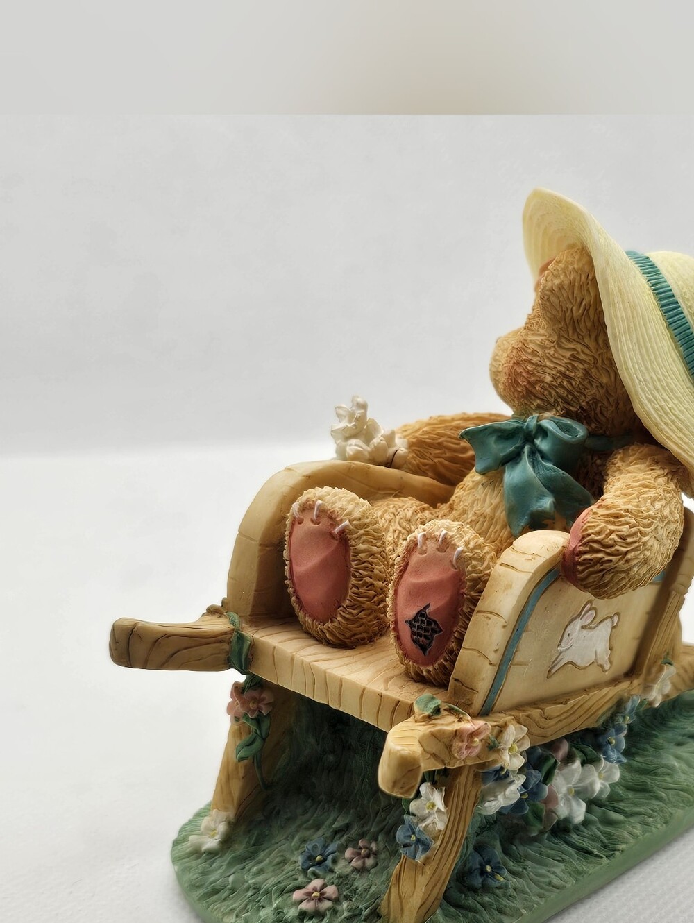 New Cherished Teddies JENNIFER flower Summer Figurine Wheelbarrow spring hat - Picture 4 of 6